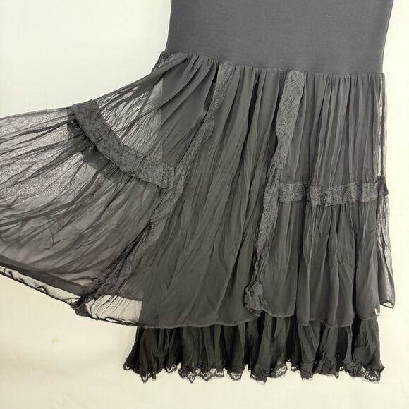 Anonima Black Layered Boho Lace Trim Skirt Size 36 Romantic Gothic Style - Picture 14 of 16